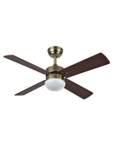 Ventilador Dc Sofia 2xe27 Cuero 4 Aspas Rev.cerezo/nogal 40x107d C/remoto Temporizador