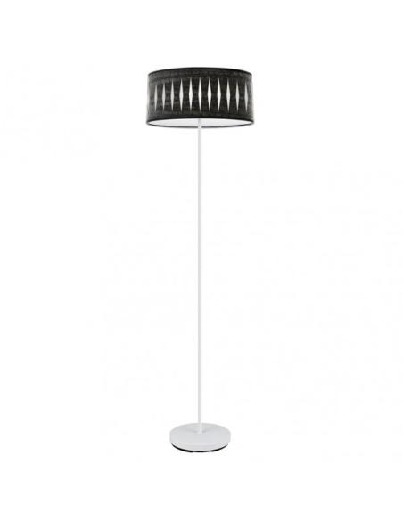 Pie Salon Piron 1xe27 Blanco/madera Negra 165x40x40 Cm