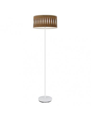 Pie Salon Piron 1xe27 Blanco/madera Oscura 165x40x40 Cm