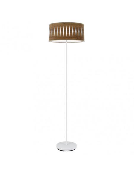 Pie Salon Piron 1xe27 Blanco/madera Oscura 165x40x40 Cm