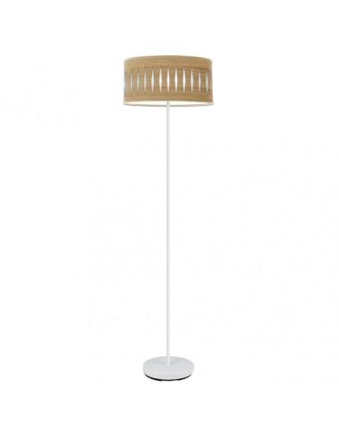 Pie Salon Piron 1xe27 Blanco/madera Clara 165x40x40 Cm