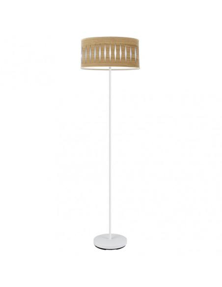 Pie Salon Piron 1xe27 Blanco/madera Clara 165x40x40 Cm
