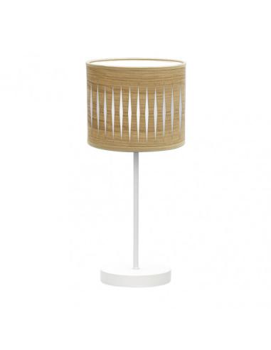 Sobremesa Piron 1xe14 Blanco/madera Clara 42x17x17 Cm