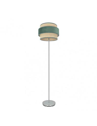 Pie De Salon Reyes 1xe27 Cromo/natural-verde 160x40x40 cm