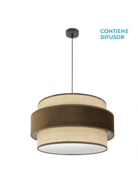 Colgante Reyes 3xe27 Marron/natural-marron Regx60x60 Cm