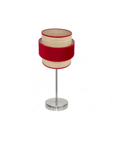 Sobremesa Reyes 1xe14 Niquel/natural-rojo 43x18x18 cm