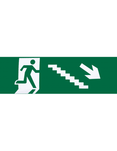 Adhesivo Salida Emergencia Escalera Derecha   Bajada 6,5x20x0,01 Cm