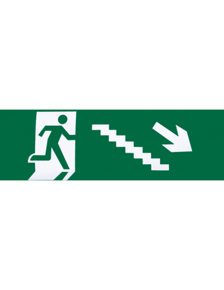 Adhesivo Salida Emergencia Escalera Derecha   Bajada 6,5x20x0,01 Cm