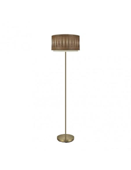 Pie Salon Alexandra 1xe27 Cuero/madera Oscura 162x40x40 Cm