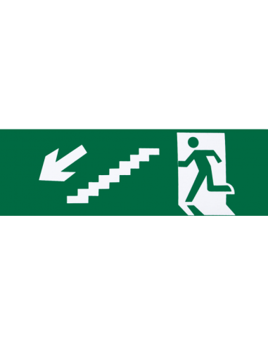Adhesivo Salida  Emergencia Escalera Izquierda   Bajada 6,5x20 Cm