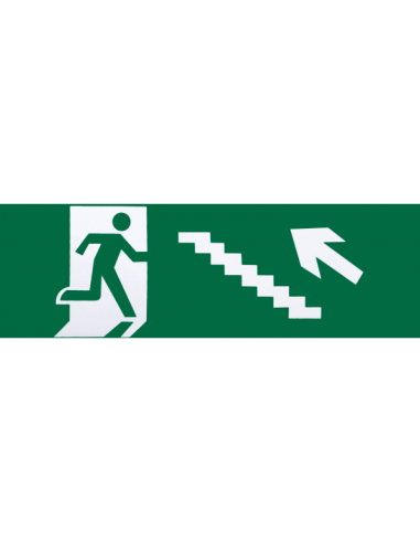 Adhesivo Salida De Emergencia Escalera Izquierda  Subida 6,5x20 Cm