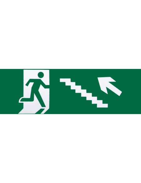 Adhesivo Salida De Emergencia Escalera Izquierda  Subida 6,5x20 Cm