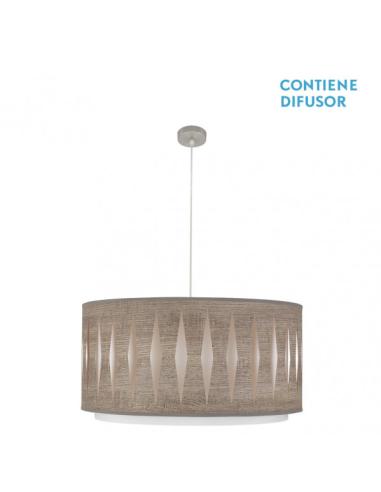 Colgante Alexandra 3xe27 Niquel/madera Gris Regx60x60 cm