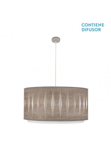 Colgante Alexandra 3xe27 Niquel/madera Gris Regx60x60 cm