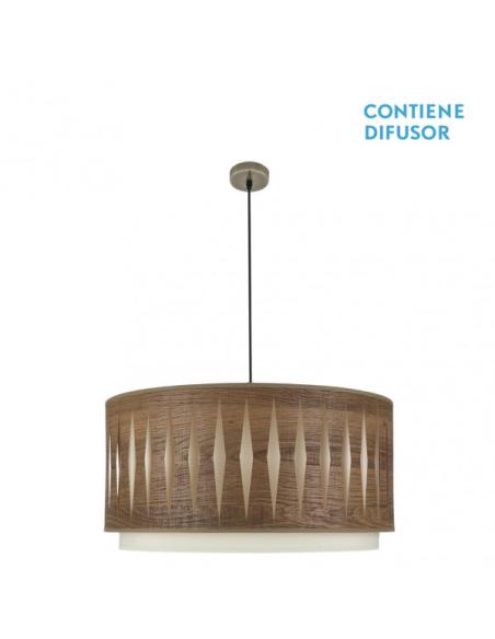 Colgante Alexandra 3xe27 Cuero/madera Oscura Regx60x60 cm