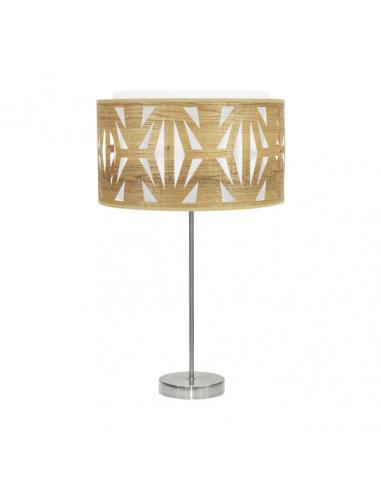 Sobremesa Alto Katerina 1xe27 Niquel/madera Clara 61x30x30 Cm
