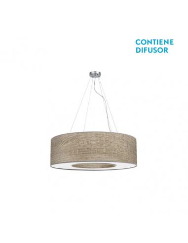 Colgante Peq. Haiti 4xe27 Cromo/Madera Gris Regx50x50 Cm