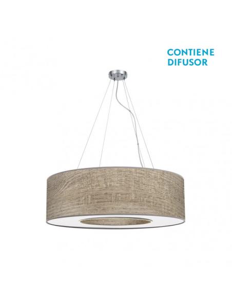 Colgante Mediano Haiti 4xe27 Cromo/Madera Gris Regx65x65 Cm