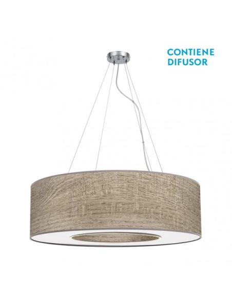 Colgante Grande Haiti 4xe27 Cromo/Madera Gris Regx80x80 Cm