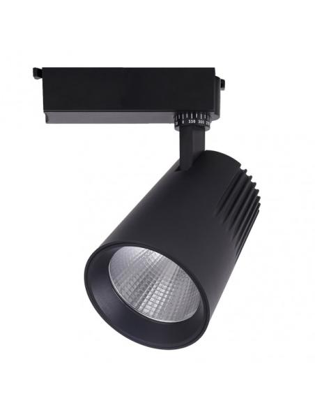 Foco Carril 40w 6000k Telma Negro 3600lm 36º Orientable 330º Regx21x10,5 Cm