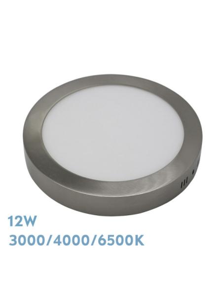Downlight Superf.diorita 12w 3000k-4000k-6500k Niquel 1080lm 3,5x17x17 Cm