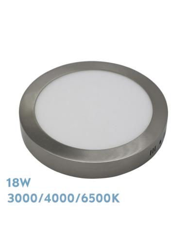 Downlight Superf.diorita 18w 3000k-4000k-6500k Niquel 1620lm 3,5x22x22 Cm