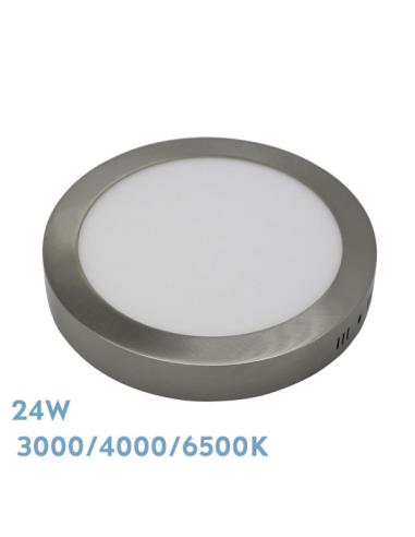 Downlight Superf.diorita 24w 3000k-4000k-6500k Niquel 2160lm 3,5x29x29 Cm