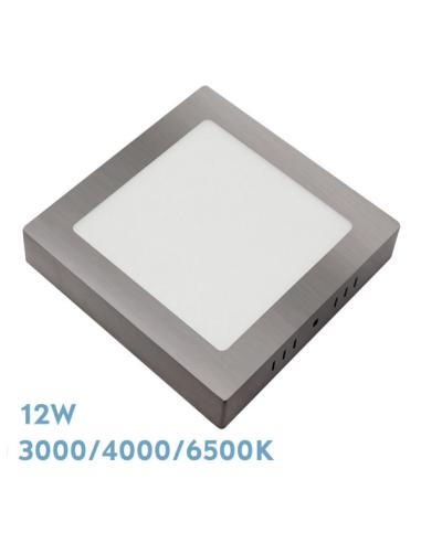 Downlight Superf.gabro 12w 3000k-4000k-6500k Niquel 1080lm 3,5x17x17 Cm