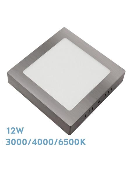Downlight Superf.gabro 12w 3000k-4000k-6500k Niquel 1080lm 3,5x17x17 Cm