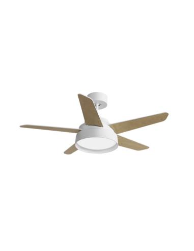 Ventilador 25w Dc Blanco Lebeche 5 Aspas Rev.  Blanca/haya 6 Vel. 3000-4000-6000k 132d Remoto,memoria Y Temporizador