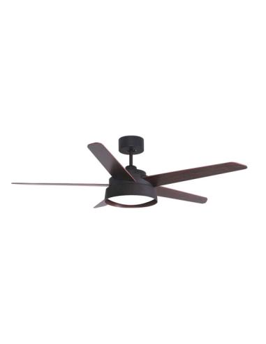 Ventilador 25w Dc Marron Lebeche 5 Aspas Rev. Nogal/roble 6 Vel. 3000-4000-6000k 132d Remoto,memoria Y Temporizador