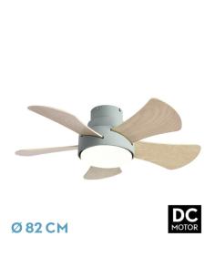 Ventilador 25w Dc Verde Gregario 5 Aspas Rev.  Blanca/haya 6 Vel. 3000-4000-6000k 82D Remoto,memoria y Temporizador