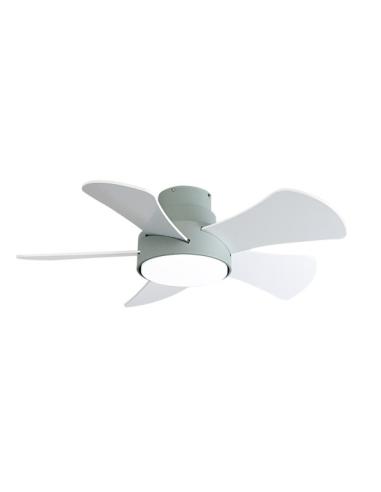 Ventilador 25w Dc Verde Gregario 5 Aspas Rev.  Blanca/haya 6 Vel. 3000-4000-6000k 82D Remoto,memoria y Temporizador