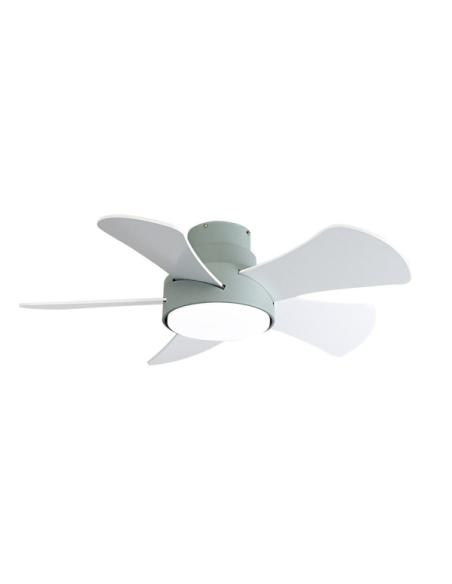 Ventilador 25w Dc Verde Gregario 5 Aspas Rev.  Blanca/haya 6 Vel. 3000-4000-6000k 82D Remoto,memoria y Temporizador