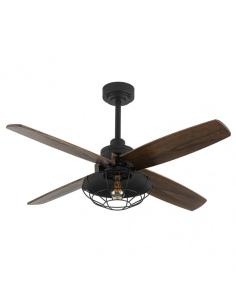 Ventilador Dc Aquilo Negro 1xe27 4Asp Roble 6Veloc C/Remoto Y Temporizador 44,5/57x119,4x119,4 Cm 2