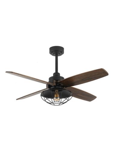 Ventilador Dc Aquilo Negro 1xe27 4Asp Roble 6Veloc C/Remoto Y Temporizador 44,5/57x119,4x119,4 Cm