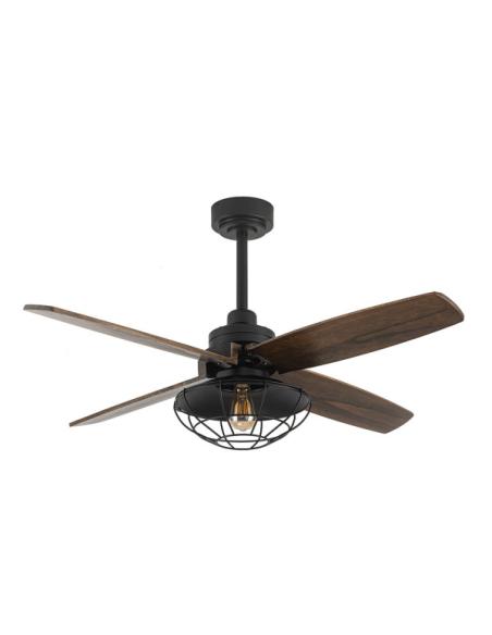 Ventilador Dc Aquilo Negro 1xe27 4Asp Roble 6Veloc C/Remoto Y Temporizador 44,5/57x119,4x119,4 Cm