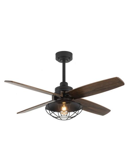 Ventilador Dc Aquilo Negro 1xe27 4Asp Roble 6Veloc C/Remoto Y Temporizador 44,5/57x119,4x119,4 Cm