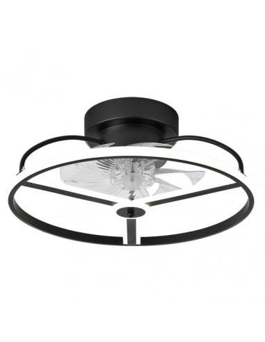 Ventilador 60w Dc Bora Negro 8 Aspas Transp. 21x50x50cm 6 Vel. 3 Colores C/remoto, Memoria, Temporizador Y Reg.Intensidad 5100lm