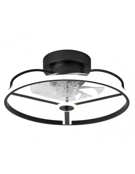 Ventilador 60w Dc Bora Negro 8 Aspas Transp. 21x50x50cm 6 Vel. 3 Colores C/remoto, Memoria, Temporizador Y Reg.Intensidad 5100lm