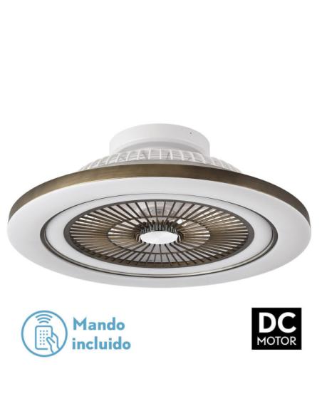 Ventilador 72w Dc Mato Cuero 5Aspas Transp. 22x58x58cm 6 Vel. 3 Colores C/remoto,memoria,temporiz Y Reg.Intensidad 6120lm