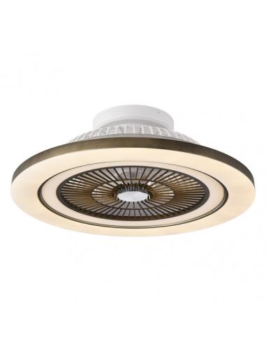 Ventilador 72w Dc Mato Cuero 5Aspas Transp. 22x58x58cm 6 Vel. 3 Colores C/remoto,memoria,temporiz Y Reg.Intensidad 6120lm