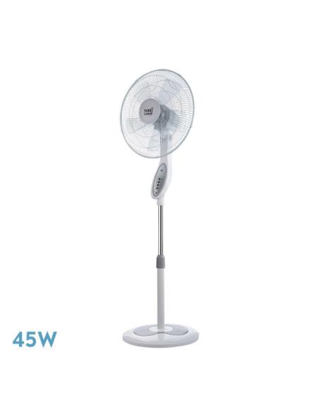 Ventilador De Pie Floxo Blanco/gris 3 Vel. 45w  C/remoto Temporizador 5 Aspas Regx44,5x40 Cm