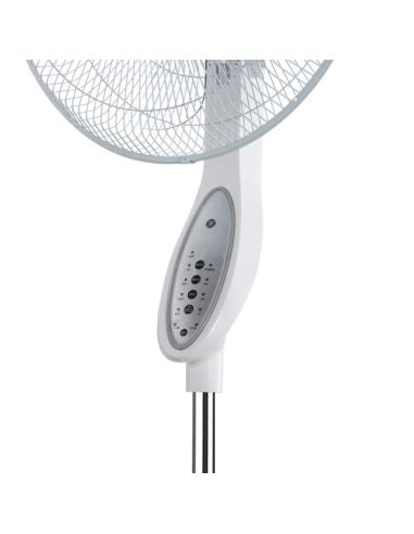Ventilador De Pie Floxo Blanco/gris 3 Vel. 45w  C/remoto Temporizador 5 Aspas Regx44,5x40 Cm