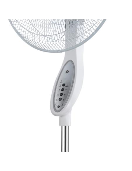 Ventilador De Pie Floxo Blanco/gris 3 Vel. 45w  C/remoto Temporizador 5 Aspas Regx44,5x40 Cm