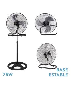 Ventilador 3 En 1 Recio Negro 50 D 3 Vel. 70w  3 Aspas Aluminio En Plata Oscilante