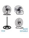 Ventilador 3 En 1 Recio Negro 50 D 3 Vel. 70w  3 Aspas Aluminio En Plata Oscilante