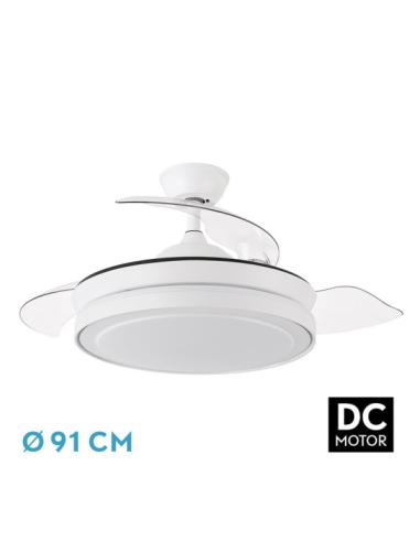 Ventilador Dc Esparta Blanco 72w 6120lm 3asp.desp 91d 3000-4000-6000k Remoto+temporizador+memoria