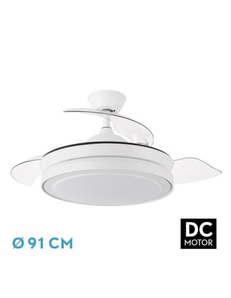 Ventilador Dc Esparta Blanco 72w 6120lm 3asp.desp 91d 3000-4000-6000k Remoto+temporizador+memoria