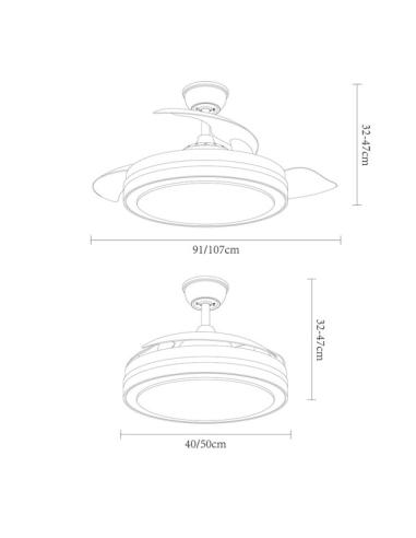 Ventilador Dc Esparta Blanco 72w 6120lm 3asp.desp 91d 3000-4000-6000k Remoto+temporizador+memoria